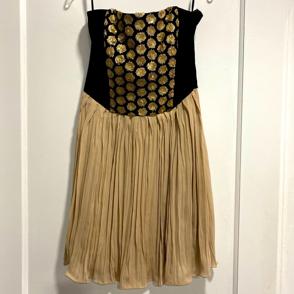 RACHEL Rachel Roy - Strapless Gold Sequin and Black dress
